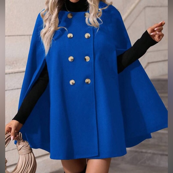 Luxe button up double breasted cape coat - Picture 7 of 12